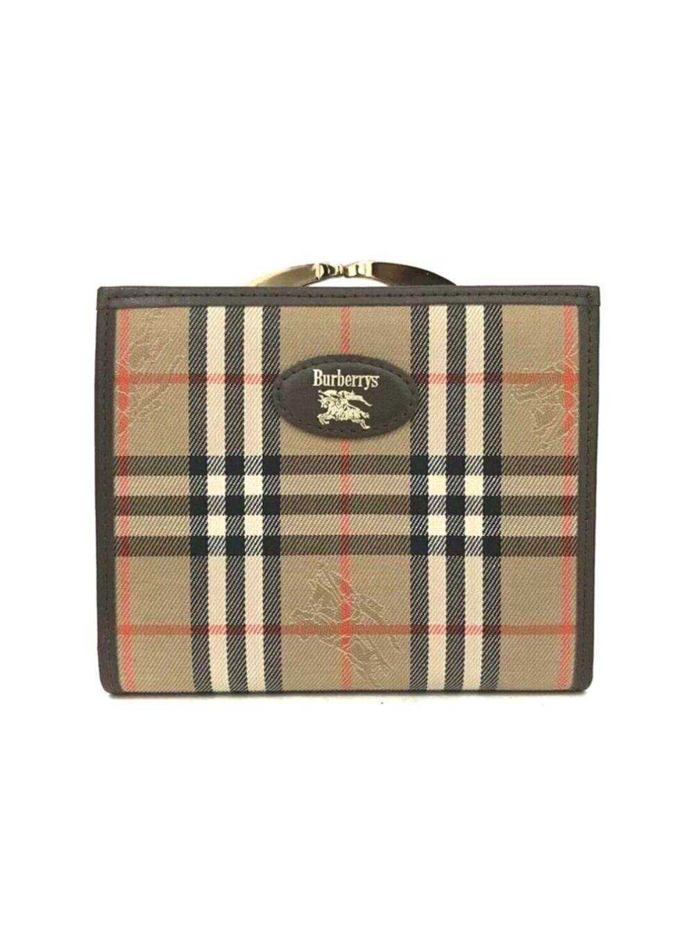 Authentic Burberrys Vintage Check Leather Bifold Compact Kisslock Wallet